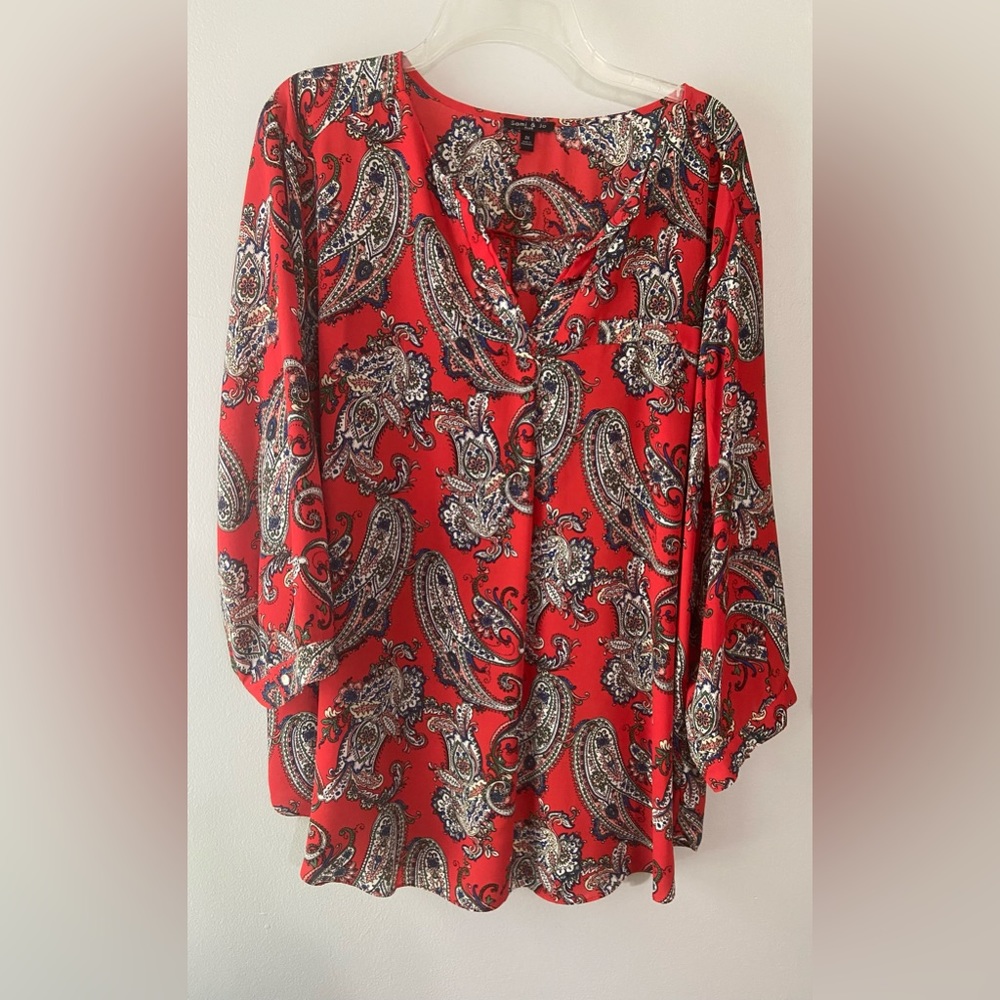 Sami & Joe 2X red paisley 3/4 length top